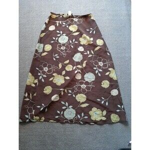 First Option Brown Maxi Skirt Floral Print Polyester size L Large Made in USA